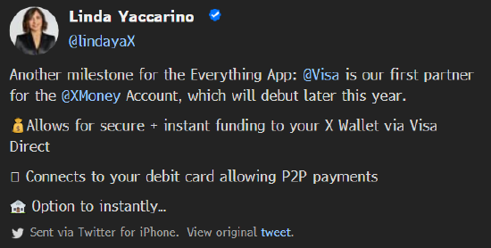 X選擇Visa作為邁向“萬能應(yīng)用”目標(biāo)的首個(gè)數(shù)字錢包合作伙伴