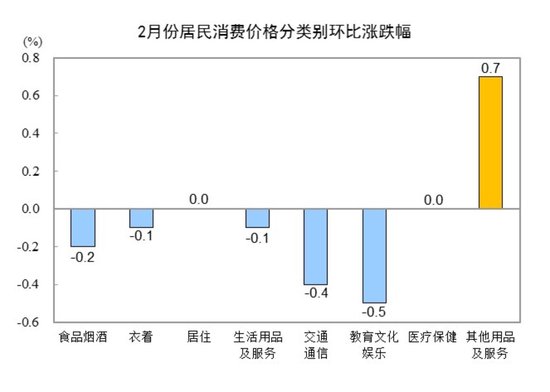 國(guó)家統(tǒng)計(jì)局：2025年2月份居民消費(fèi)價(jià)格同比下降0.7%